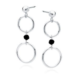 Cercei argint lungi cu cercuri Black Spinel DiAmanti Z1927ER_B-DIA (Argint 925‰ 1,9 g.)